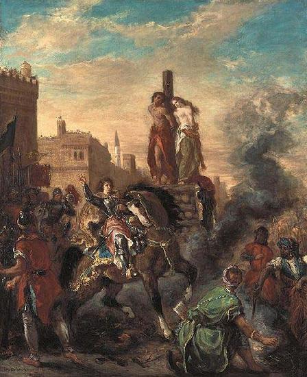 Eugene Delacroix Clorinda Rescues Olindo und Sophronia oil painting image